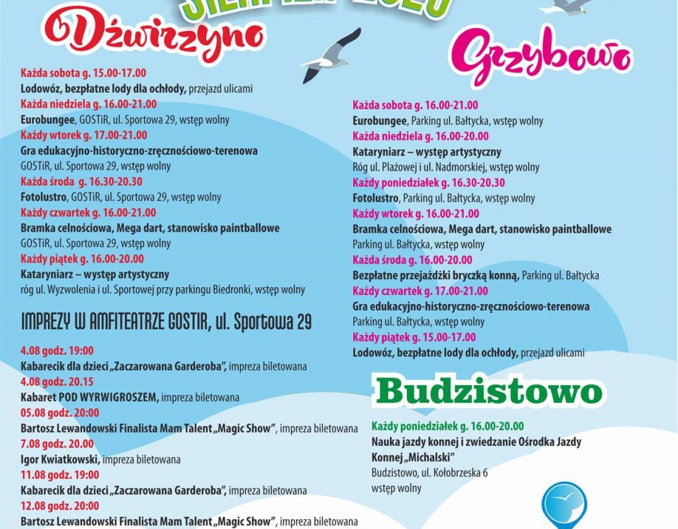 Grzybowo-program imprez na sierpień